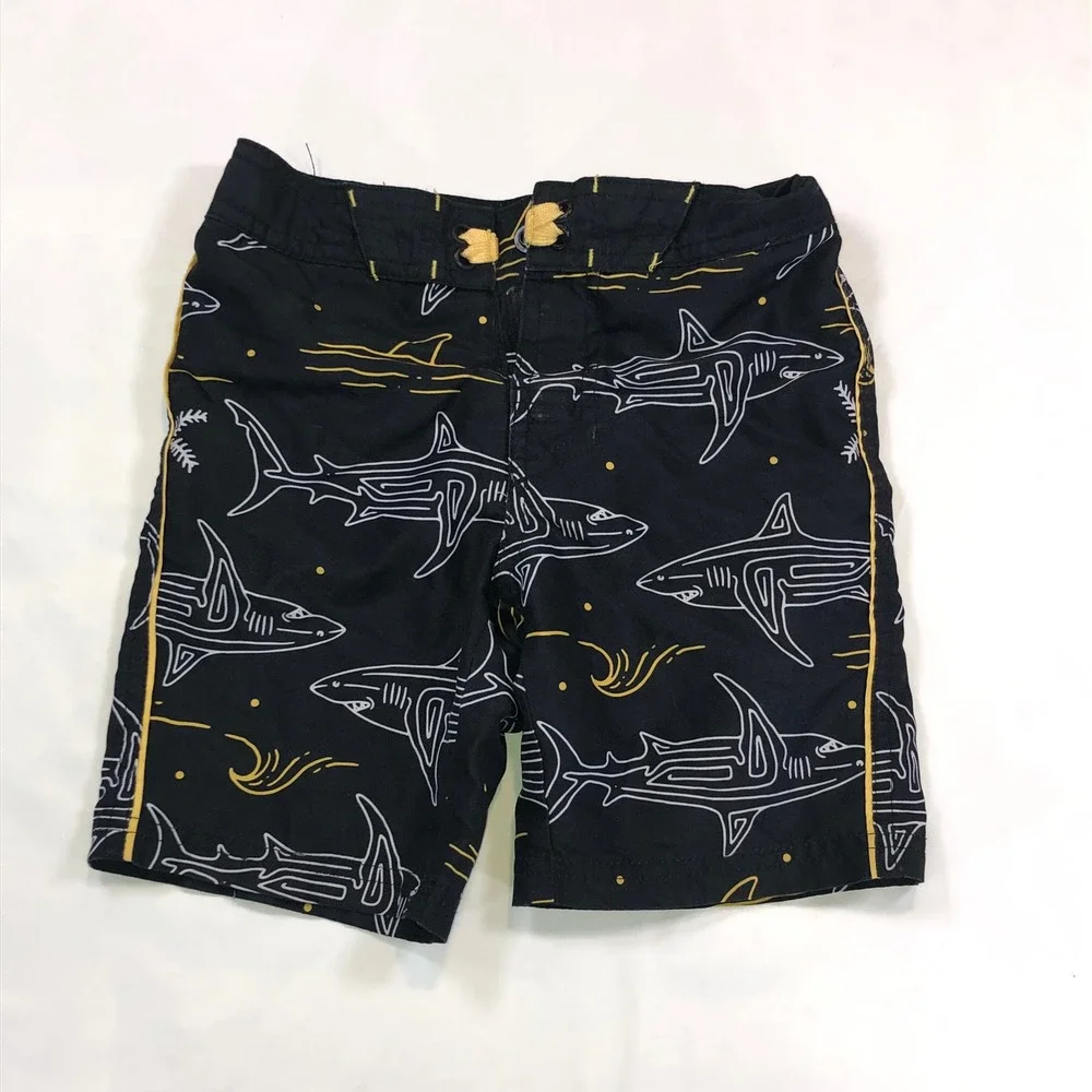Art Class Kids Rash Guard and Shark Board Shorts Set Grey Black Size S 6/7